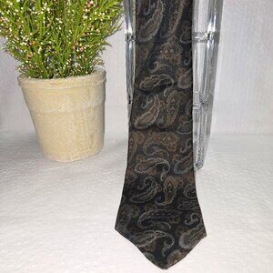 BLACH'S MENS TIE BLACK WITH GRAY PAISLEY DESIGN TRADITIONAL
